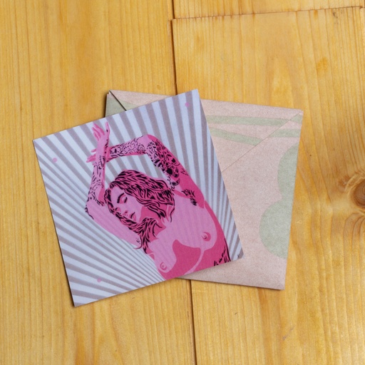 [RE1005] Mini carte - Chez nous c'est la fête - 10x10cm